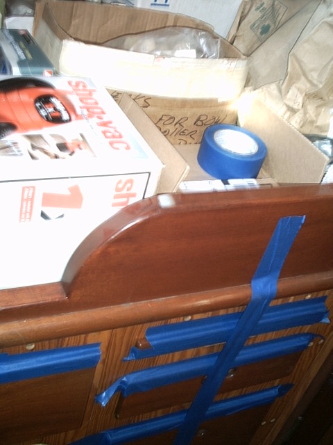 Drawers taped shut for trucking
